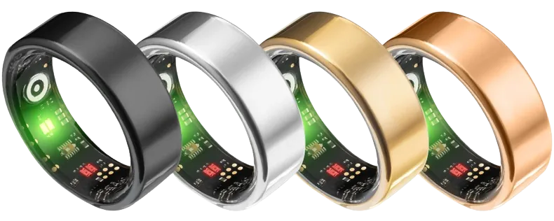 Herz P1 Smart Ring colors: Midnight Black, Silver Spark, Sunrise Gold, Rose Gold